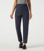 High Waisted Straight Leg Work Trousers with Pockets — Dress Blues — view 1