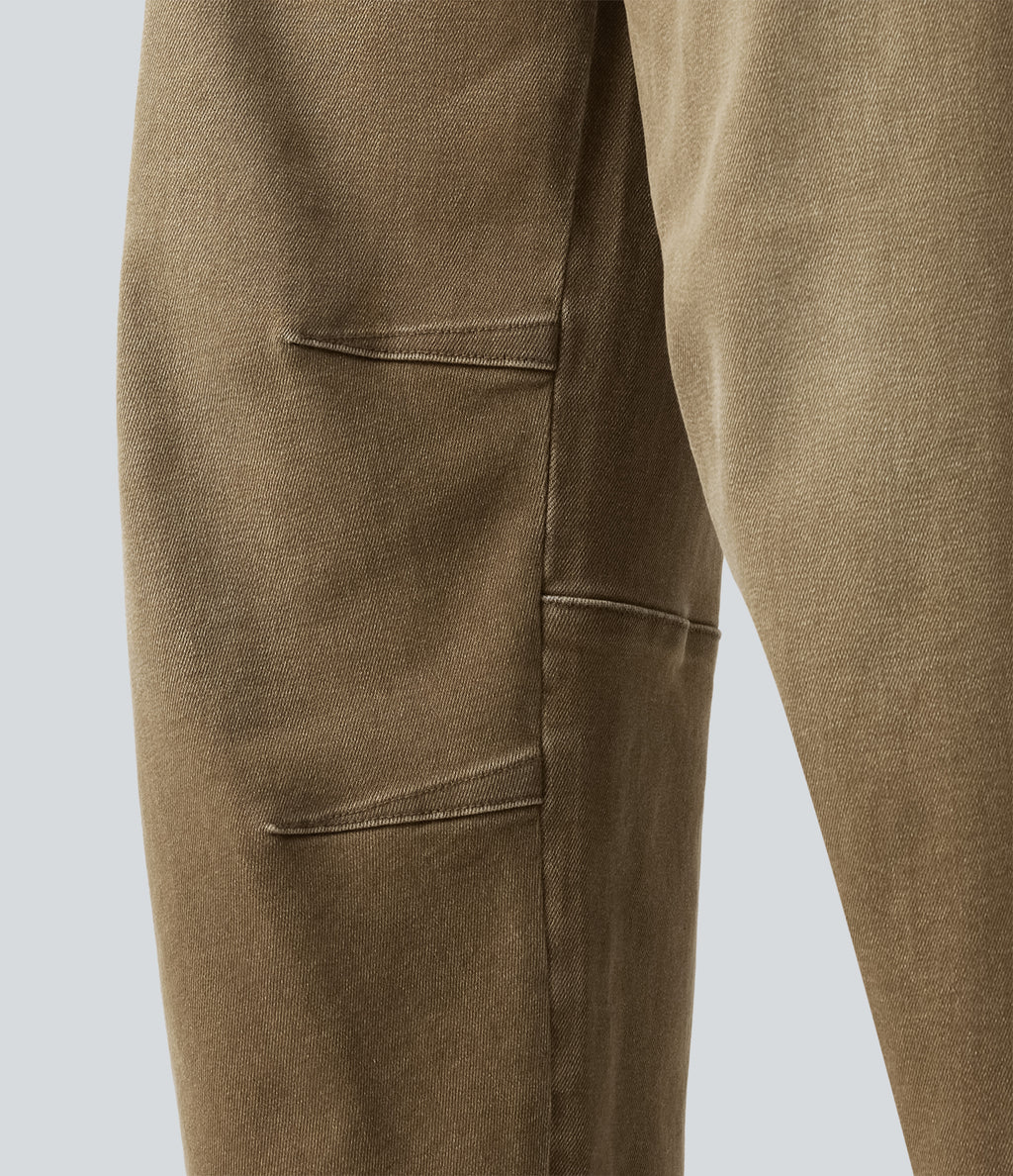 Low Rise Barrel Leg Colorful Casual Jeans with Pockets — Warm Hill Brown — view 6