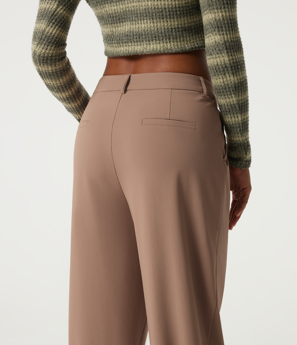High Waisted Straight Leg Work Trousers with Pockets — Burro — view 5