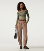 High Waisted Straight Leg Work Trousers with Pockets — Burro — view 8