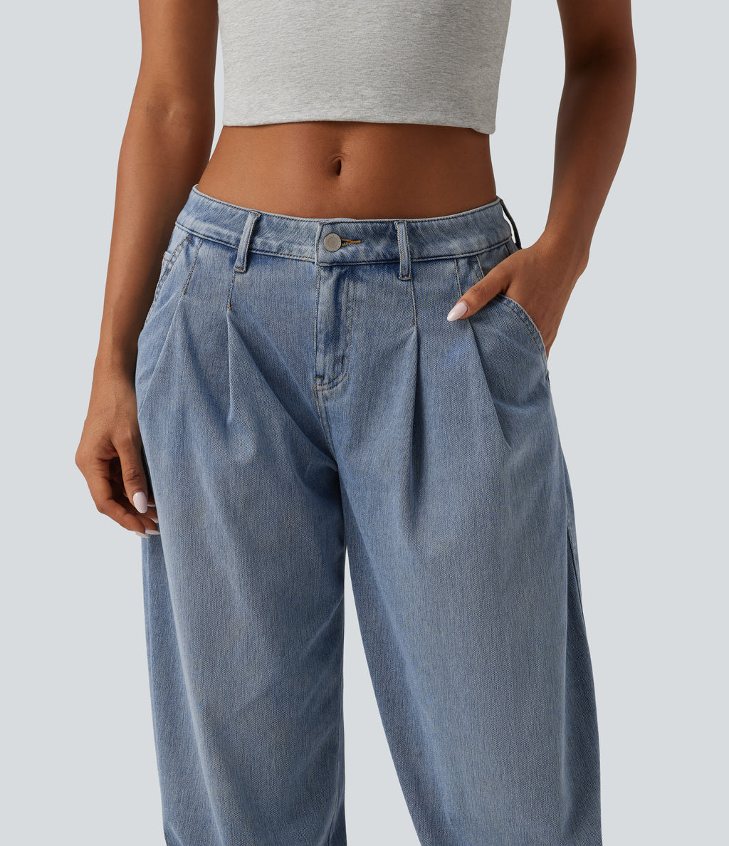 Low Rise Casual Jeans with Pockets — Blue Jasper Denim — view 4