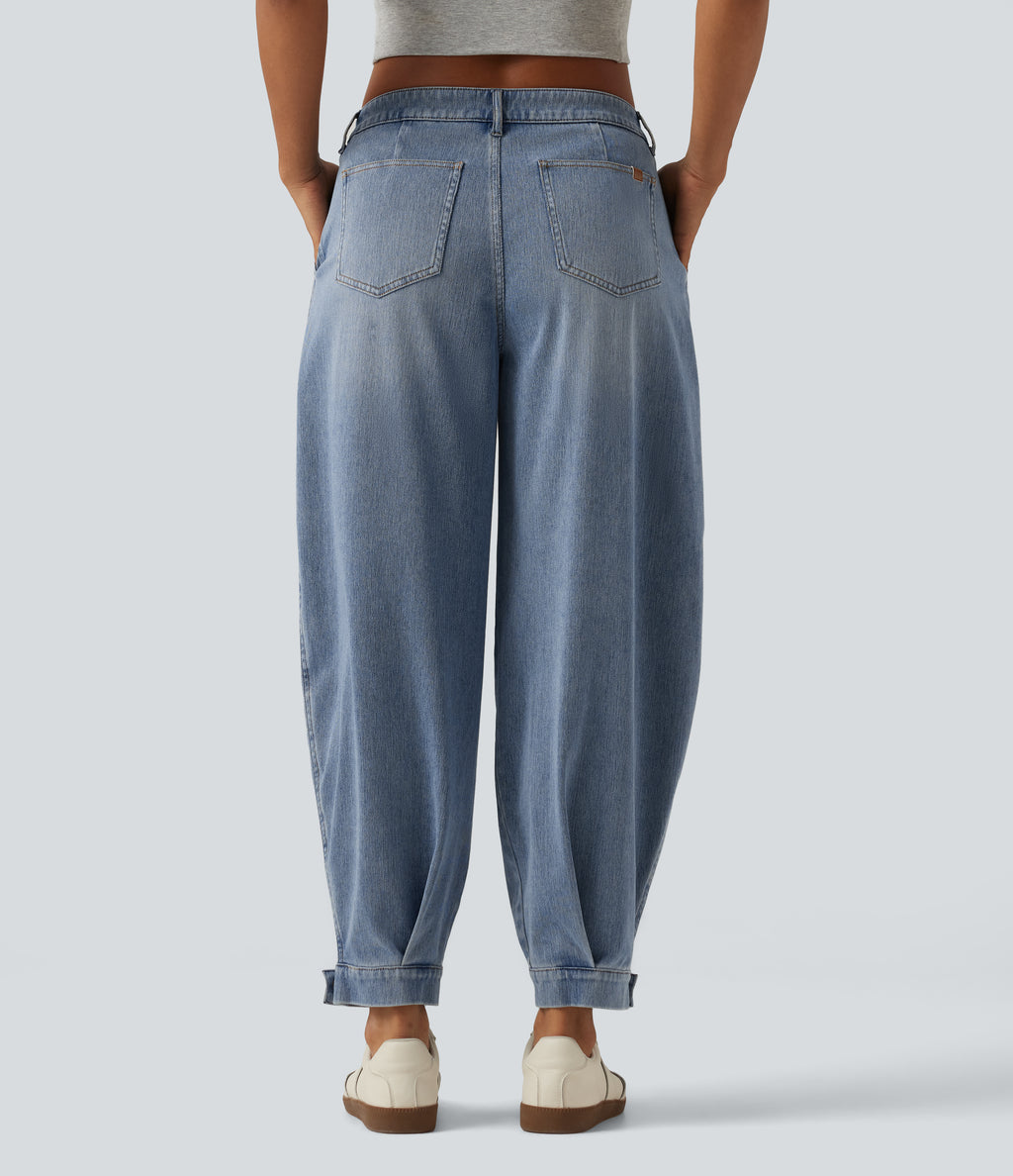 Low Rise Casual Jeans with Pockets — Blue Jasper Denim — view 2