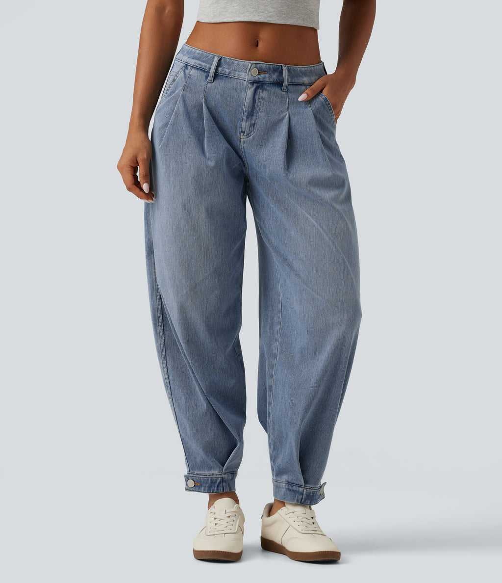 Low Rise Casual Jeans with Pockets — Blue Jasper Denim — view 1