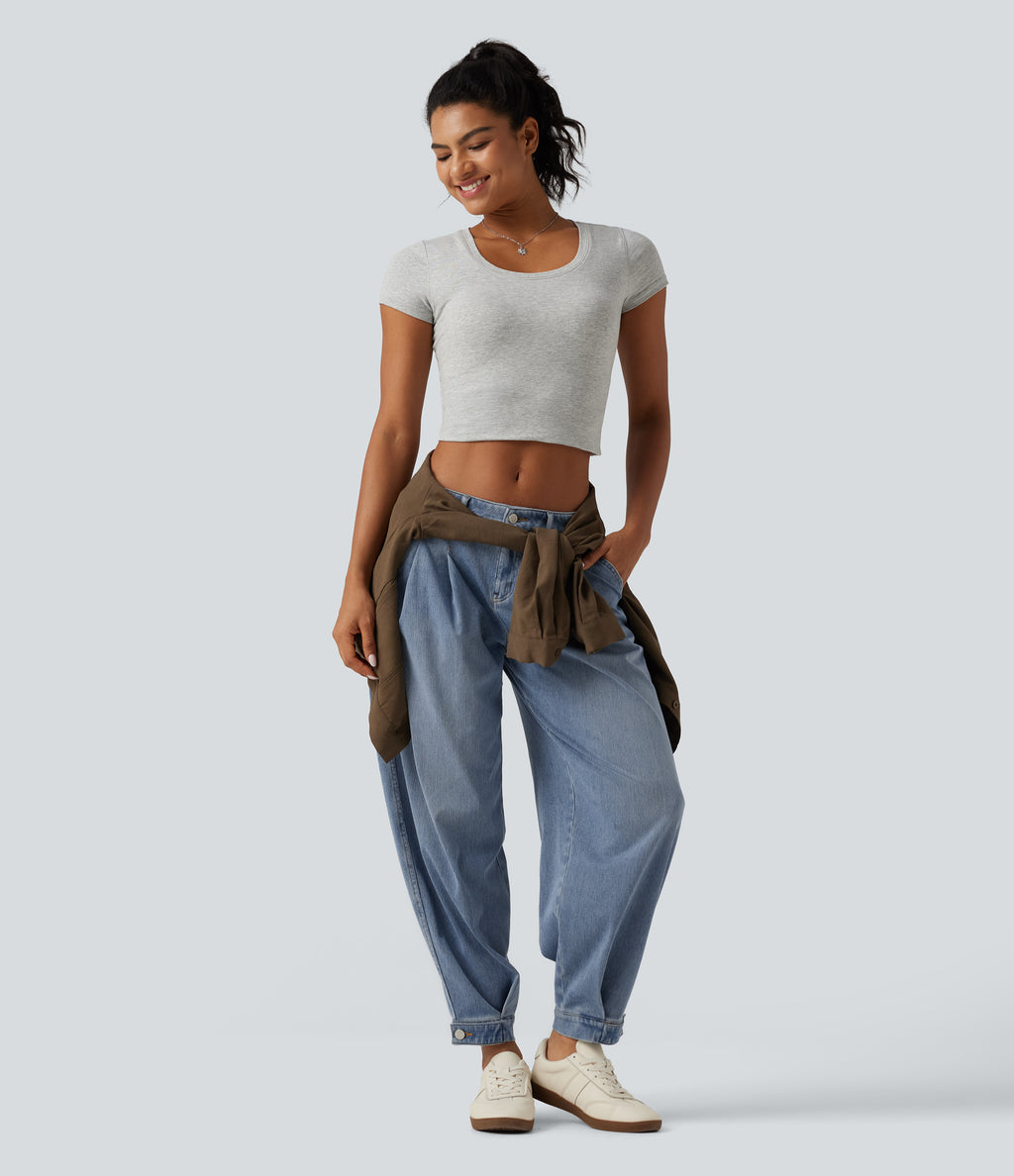Low Rise Casual Jeans with Pockets — Blue Jasper Denim — view 8