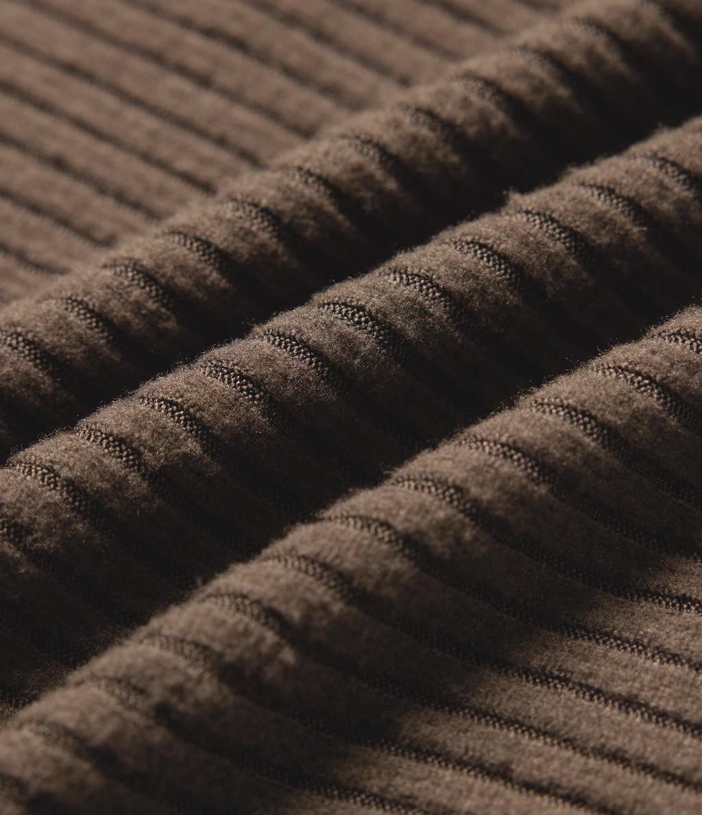 Ribbed Knit Mid Rise Straight Leg Casual Trousers — Field Brown — view 8