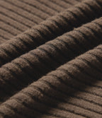 Ribbed Knit Mid Rise Straight Leg Casual Trousers — Field Brown — view 8
