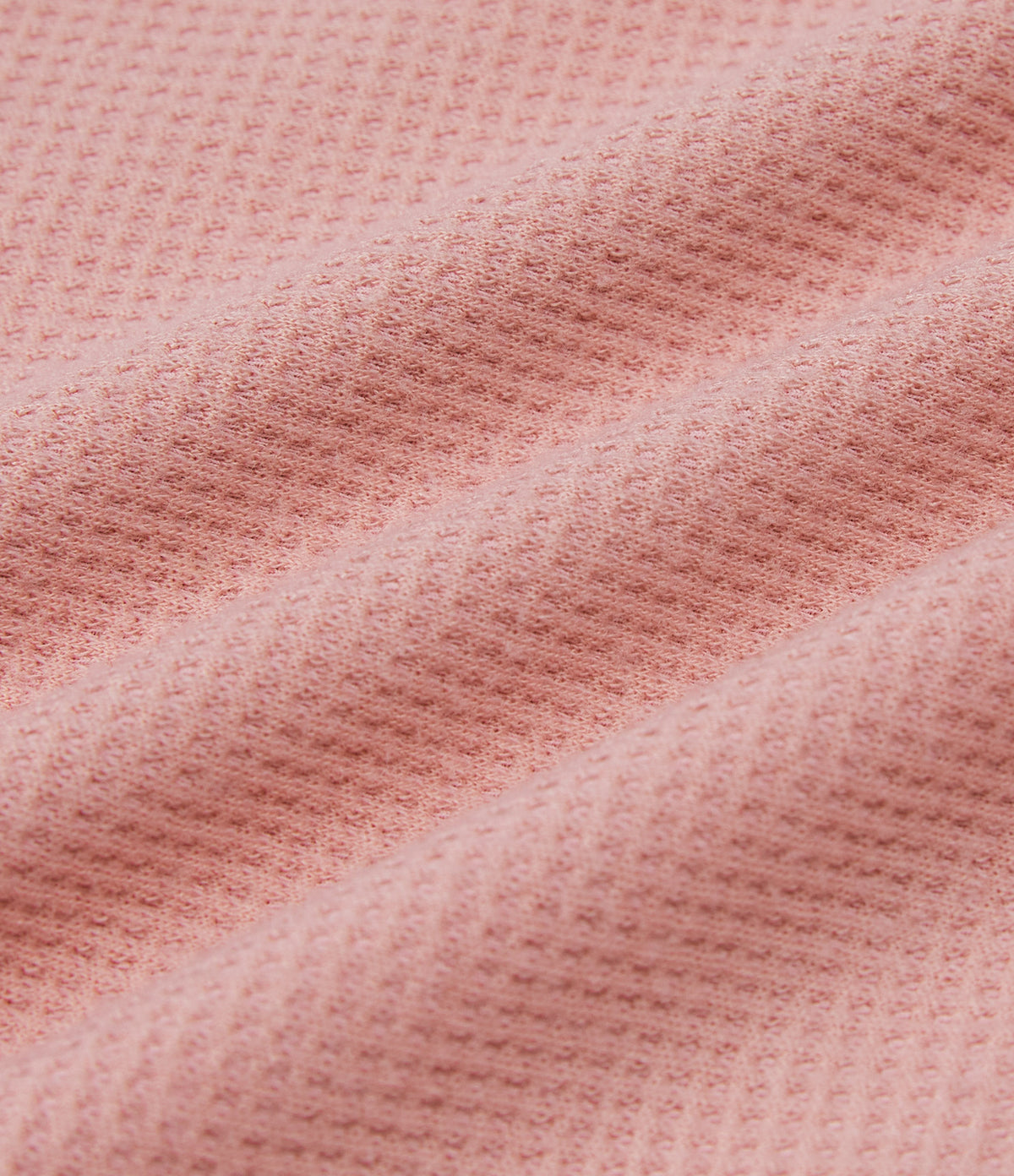 Boat Neck Long Sleeve Waffle Casual Top — Coral Cloud — view 7