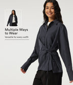 Long Sleeve Stripe Casual Shirt with Pocket — Collegiate Blue — view 1