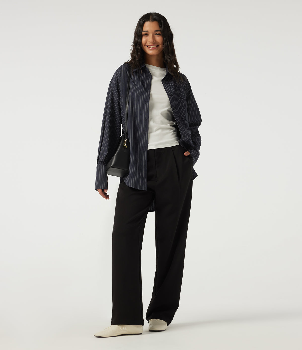 Long Sleeve Stripe Casual Shirt with Pocket — Collegiate Blue — view 7