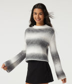 Boat Neck Flounce Long Sleeve Rolled Hem Casual Jumper — Mist Summit — view 4