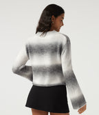 Boat Neck Flounce Long Sleeve Rolled Hem Casual Jumper — Mist Summit — view 2