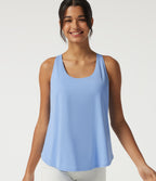 U Neck Cut Out Curved Hem Quick Dry Built-in Bra Yoga Tank Top for DD-F Cups — Sky Blue — view 5