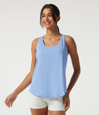 U Neck Cut Out Curved Hem Quick Dry Built-in Bra Yoga Tank Top for DD-F Cups — Sky Blue — view 4