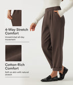 Mid Rise Straight Leg Work Cotton Trousers with Pockets — Chocolate Martini — view 1