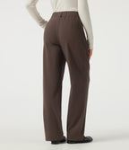 Mid Rise Straight Leg Work Cotton Trousers with Pockets — Chocolate Martini — view 3