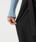 Mid Rise Asymmetric Wide Leg Work Trousers with Pockets — Black — view 6