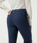 Ribbed Knit High Waisted Tummy Control Bootcut Casual Trousers with Pockets — Mood Indigo — view 4
