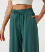 Speedwave Air High Waisted Drawstring Running Joggers with Pockets — Viridian — view 4