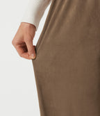 High Waisted Drawstring Wide Leg Suede Casual Trousers with Pockets — Coca Mocha — view 6