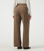 High Waisted Drawstring Wide Leg Suede Casual Trousers with Pockets — Coca Mocha — view 2