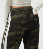 Mid Rise Drawstring Color Block Stripes Wide Leg Camo Casual Trousers with Pockets — Rain Forest Camo — view 5