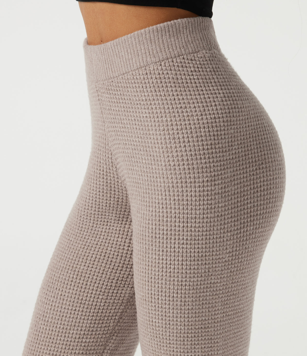 High Waisted Bootcut Lounge Casual Sweater Trousers — Peyote — view 4