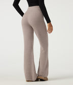 High Waisted Bootcut Lounge Casual Sweater Trousers — Peyote — view 2