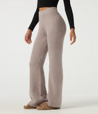 High Waisted Bootcut Lounge Casual Sweater Trousers — Peyote — view 1