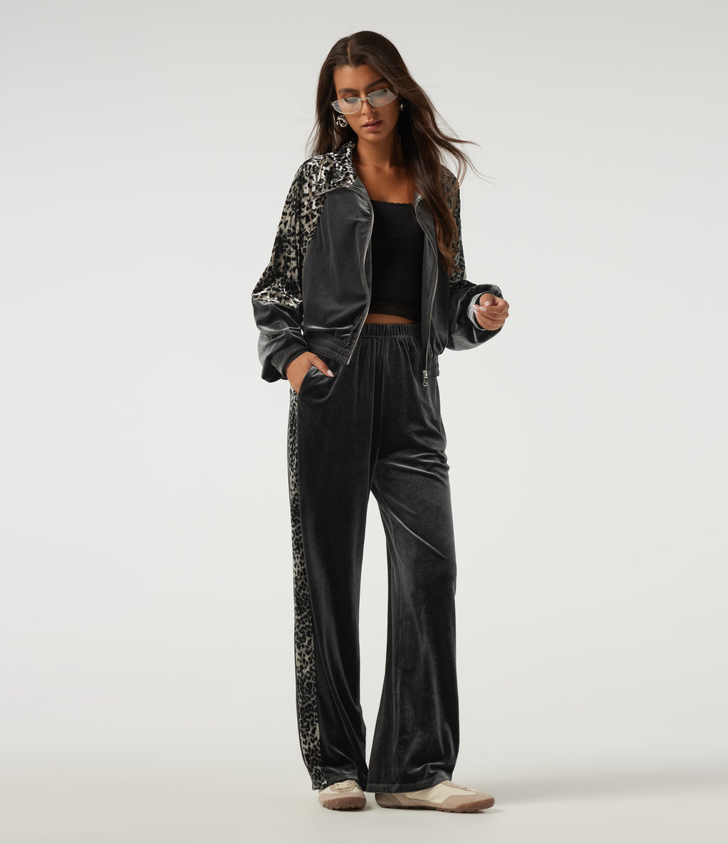 Lapel Raglan Long Sleeve Leopard Print Casual Jacket with Pockets — Bitumen — view 6
