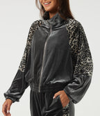 Lapel Raglan Long Sleeve Leopard Print Casual Jacket with Pockets — Bitumen — view 5