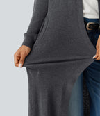 Long Sleeve Longline Work Cardigan with Pockets — Dark Grey — view 7