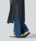 Long Sleeve Longline Work Cardigan with Pockets — Dark Grey — view 5