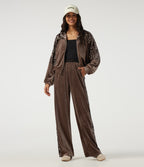 High Waisted Straight Leg Leopard Print Casual Joggers with Pockets — Carafe — view 5