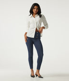 High Waisted Skinny Work Jeans with Pockets — Pageant Blue Denim — view 7