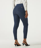 High Waisted Skinny Work Jeans with Pockets — Pageant Blue Denim — view 2