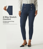 High Waisted Skinny Work Jeans with Pockets — Pageant Blue Denim — view 1
