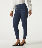 High Waisted Skinny Work Jeans with Pockets — Pageant Blue Denim — view 3
