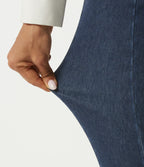 High Waisted Skinny Work Jeans with Pockets — Pageant Blue Denim — view 6