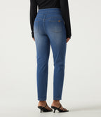 Double Waistband High Waisted Casual Jeans with Pockets — Tide Blue Denim — view 2