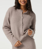 Round Neck Long Sleeve Lounge Cardigan — Peyote — view 6