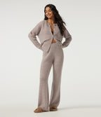 Round Neck Long Sleeve Lounge Cardigan — Peyote — view 7