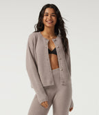 Round Neck Long Sleeve Lounge Cardigan — Peyote — view 4
