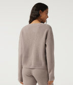 Round Neck Long Sleeve Lounge Cardigan — Peyote — view 2