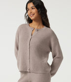 Round Neck Long Sleeve Lounge Cardigan — Peyote — view 5
