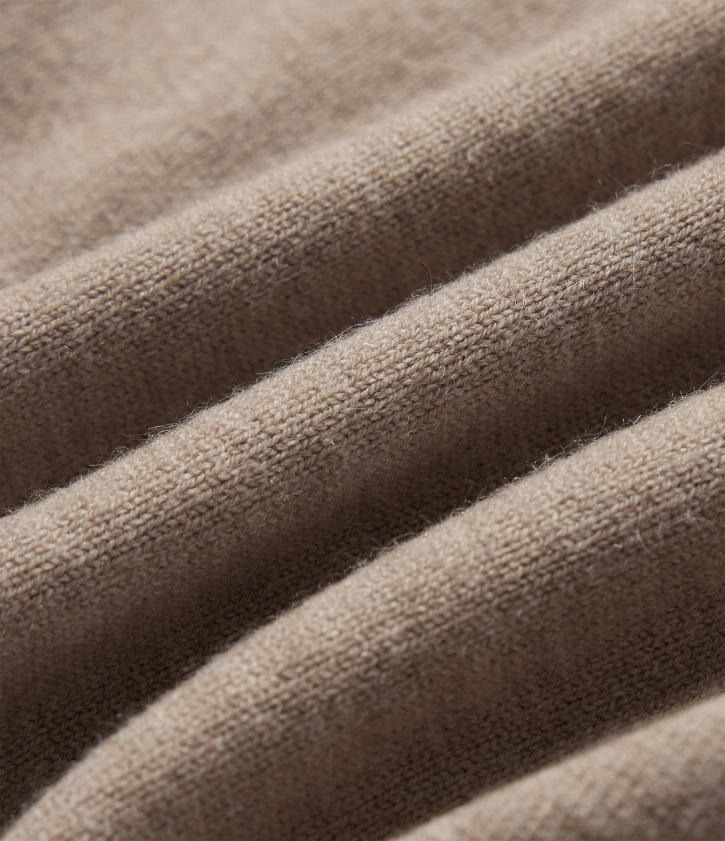 Round Neck Long Sleeve Work Cardigan — Pale Khaki — view 7