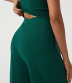 Diamond Collar Sleeveless Casual Jumpsuit with Built-in Bra and Pockets -Edition — Rain Forest — view 6