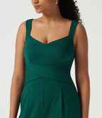 Diamond Collar Sleeveless Casual Jumpsuit with Built-in Bra and Pockets -Edition — Rain Forest — view 5