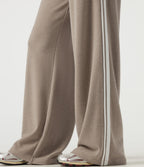 Mid Rise Drawstring Wide Leg Workout Trousers with Pockets — Oatstone Beige — view 6