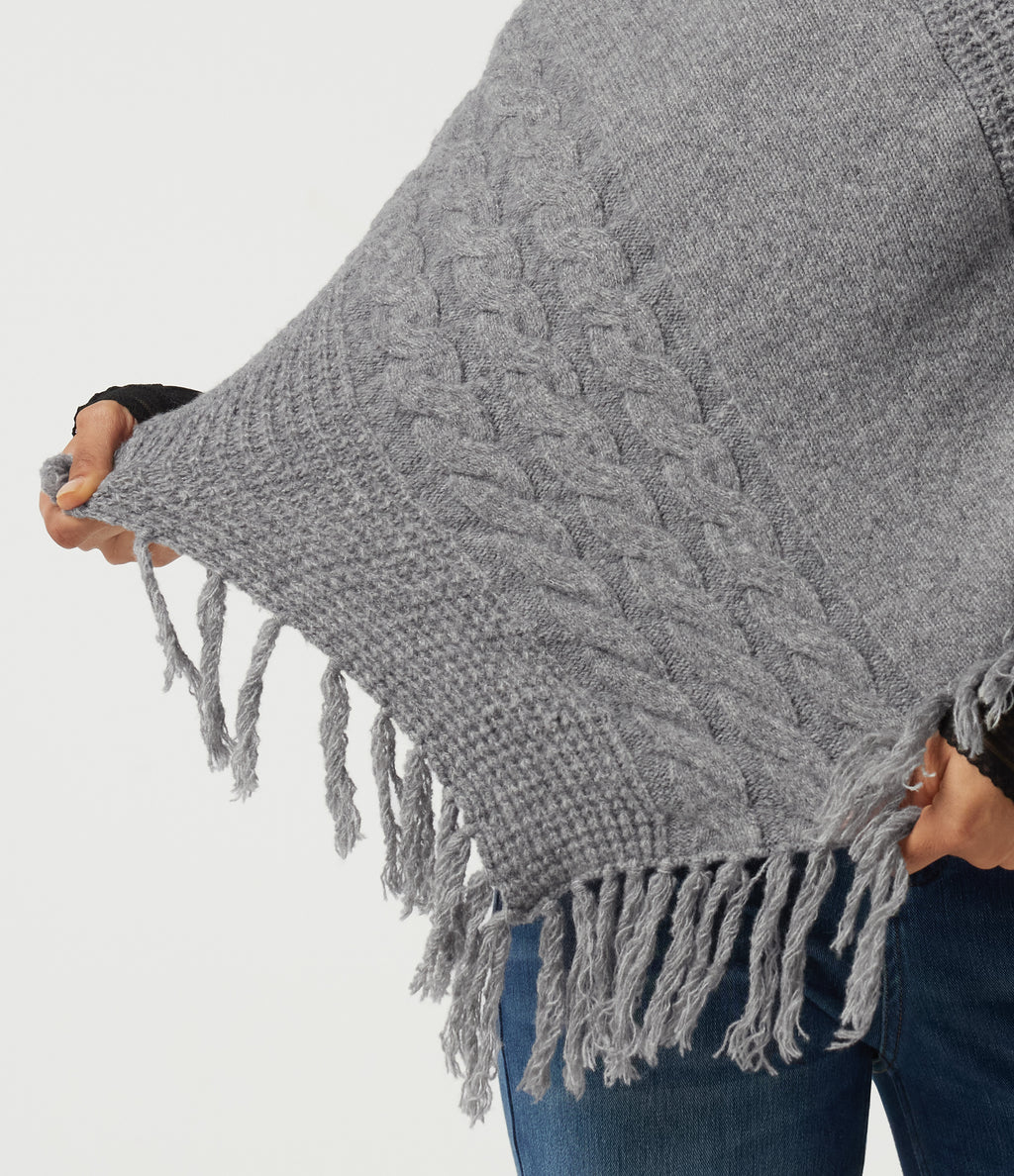 High Neck Fringe Hem Casual Jumper — Sharkskin — view 6