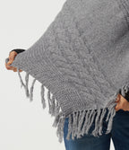 High Neck Fringe Hem Casual Jumper — Sharkskin — view 6